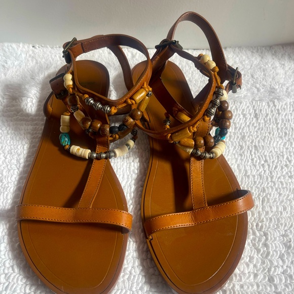 Saint Laurent brown sandal with bead ankle strap detail size 37 - Picture 1 of 3